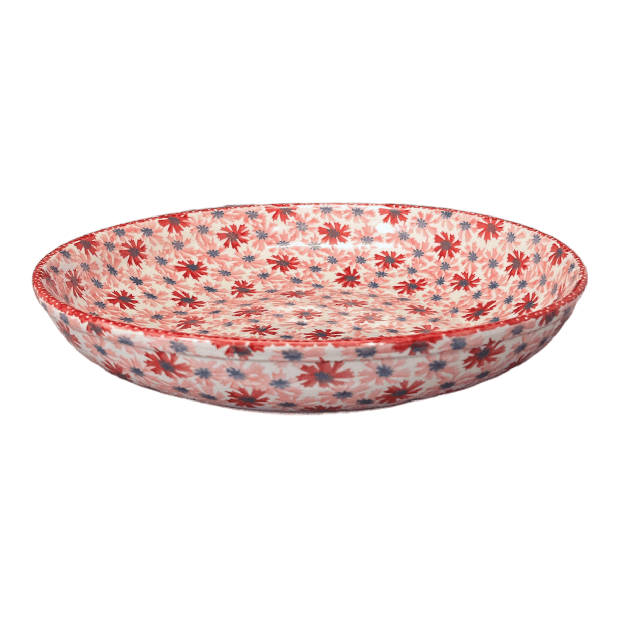 Bowl, Round, Shallow, Salad, 11.75" in "Scarlet Daisy" by Manufaktura | M173U-AS73