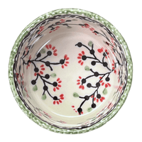 A picture of a Polish Pottery Ramekin (Cherry Blossom) | M178S-DPGJ as shown at PolishPotteryOutlet.com/products/ramekin-creme-brulee-dish-cherry-blossom-m178s-dpgj