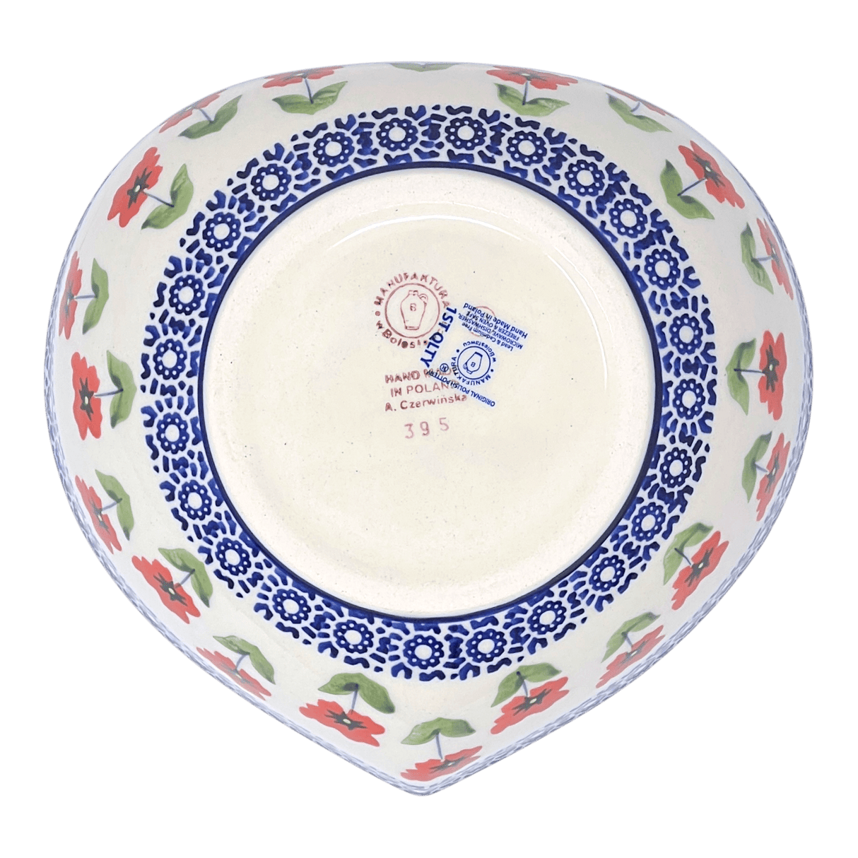 Bowl, Heart-Shaped, Large, 6.75" x 7" in "Poppy Garden" by Manufaktura | M189T-EJ01