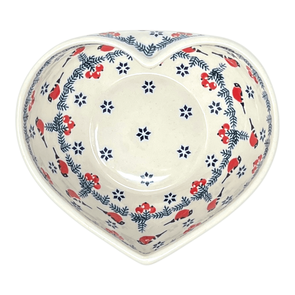 Bowl, Heart-Shaped, Large, 6.75" x 7" in "Red Bird" by Manufaktura | M189T-GILE