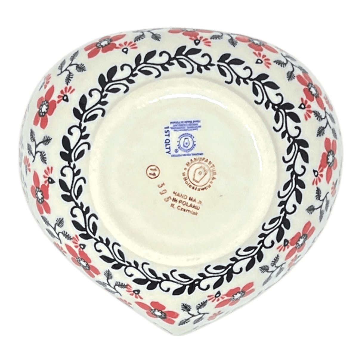 Bowl, Heart-Shaped, Large, 6.75" x 7" in "Scarlet Garden" by Manufaktura | M189T-KK01