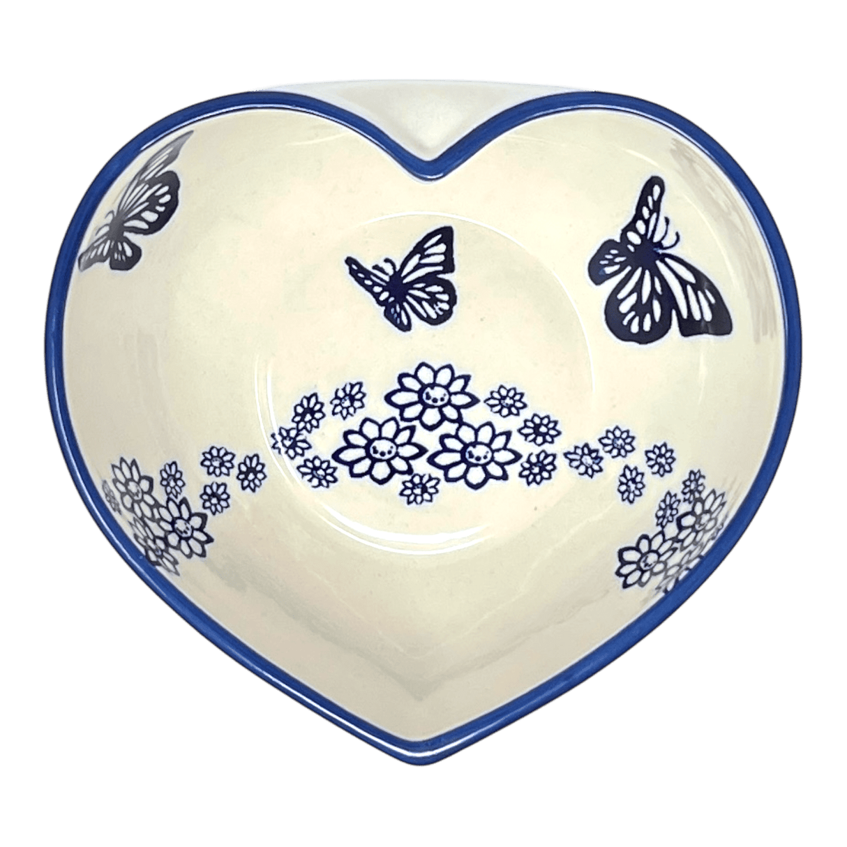 Bowl, Heart-Shaped, Large, 6.75" x 7" in "Butterfly Garden" by Manufaktura | M189T-MOT1
