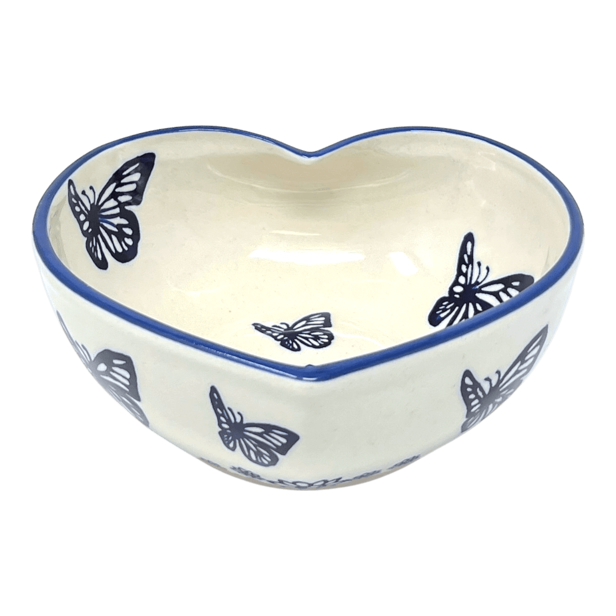 Bowl, Heart-Shaped, Large, 6.75" x 7" in "Butterfly Garden" by Manufaktura | M189T-MOT1