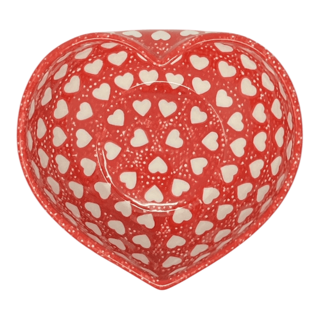 Bowl, Heart-Shaped, Large, 6.75" x 7" in "Torrent of Hearts Red" by Manufaktura | M189T-SEMC