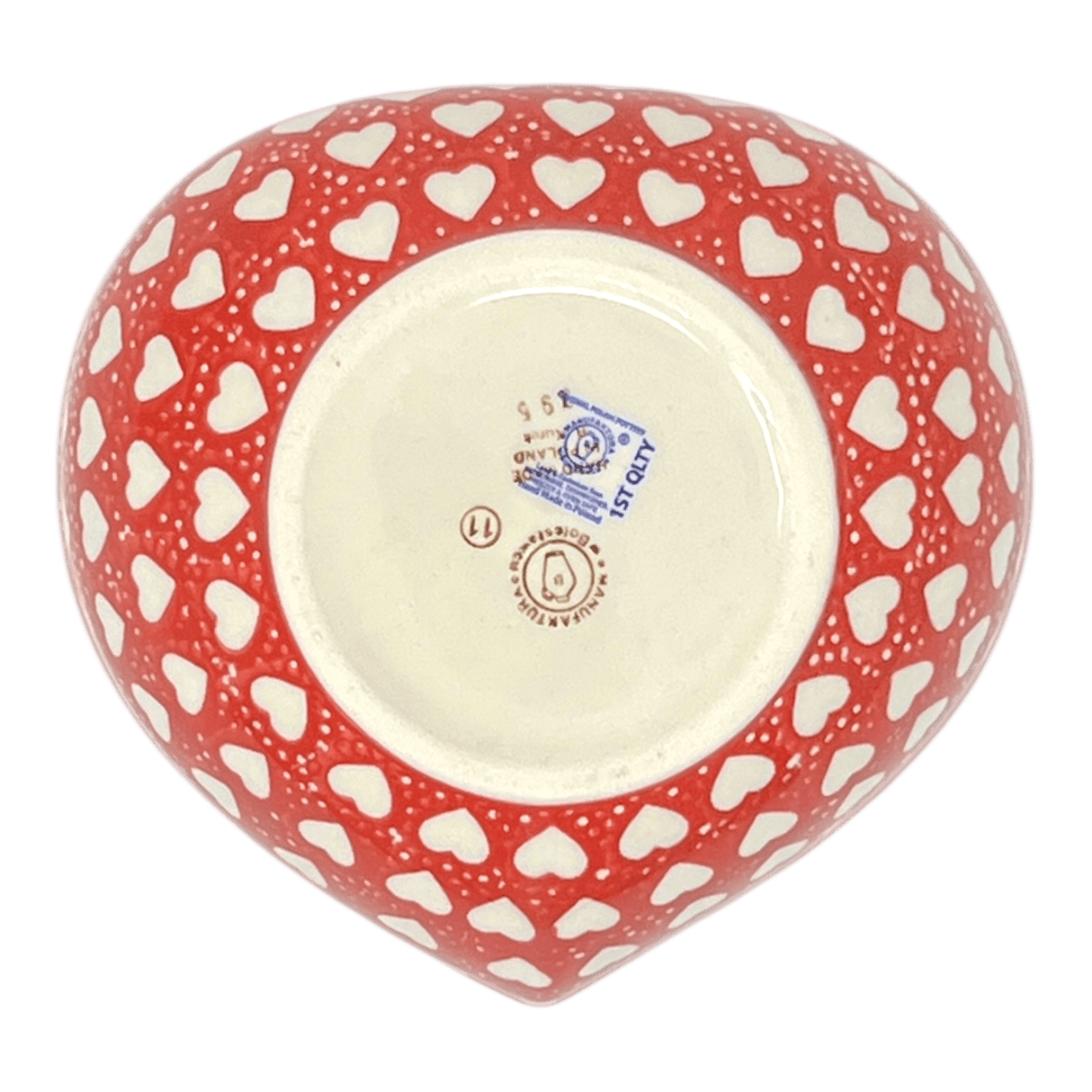 Bowl, Heart-Shaped, Large, 6.75" x 7" in "Torrent of Hearts Red" by Manufaktura | M189T-SEMC