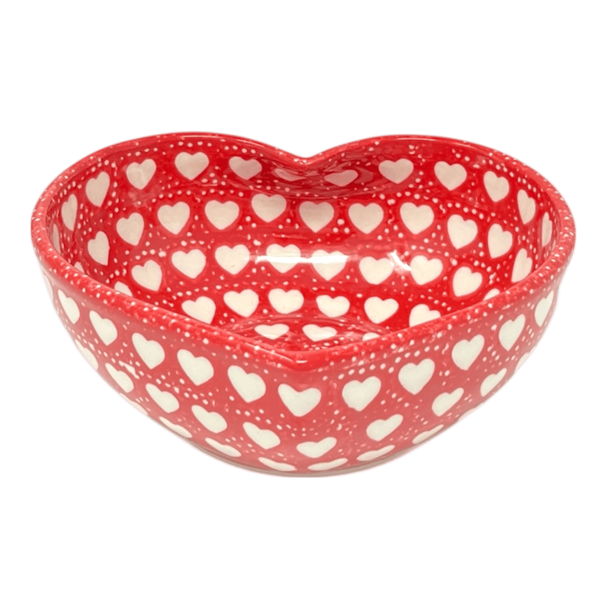 Bowl, Heart-Shaped, Large, 6.75" x 7" in "Torrent of Hearts Red" by Manufaktura | M189T-SEMC