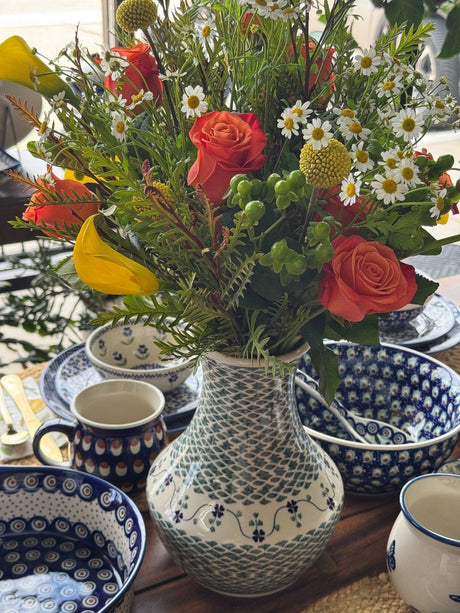 Vase, 10" in "Woven Pansies" by Manufaktura | W025T-RV