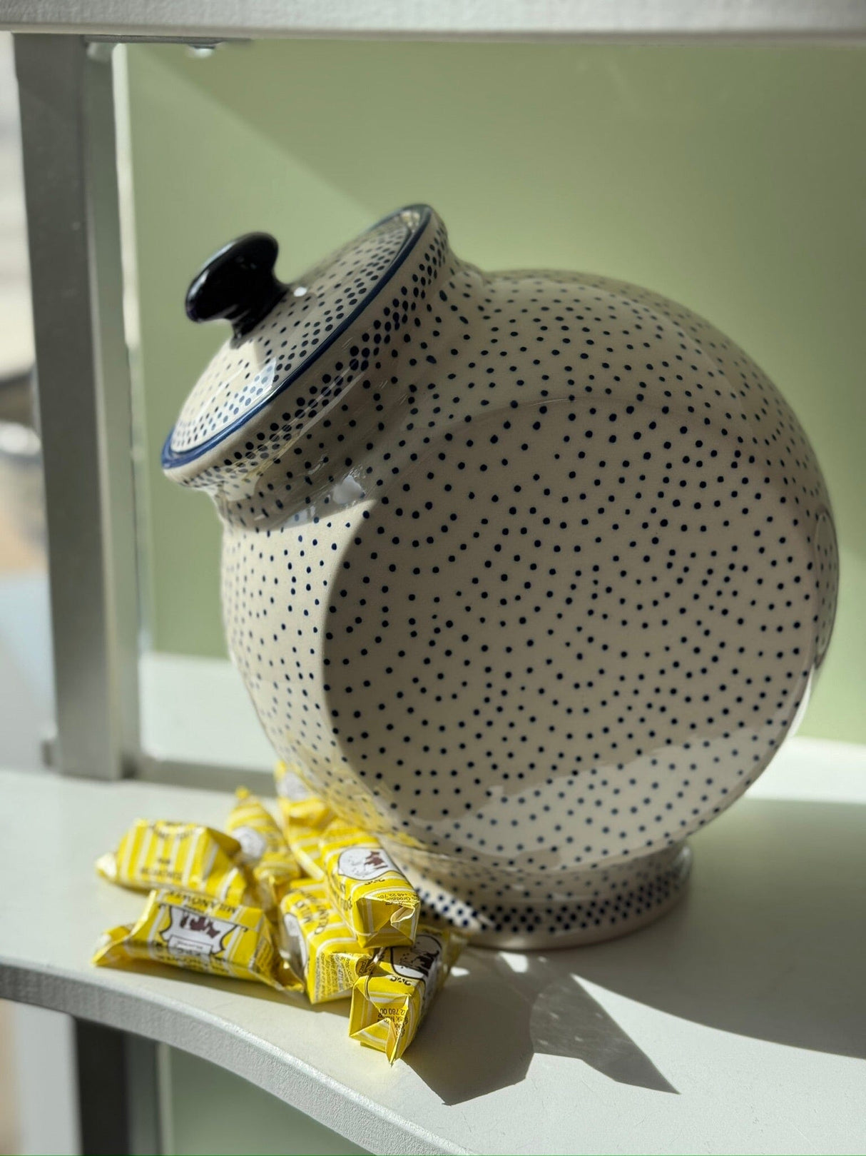 Candy/Cookie Jar, Round, 8.5" in "Misty Blue" by Manufaktura | P076U-61A