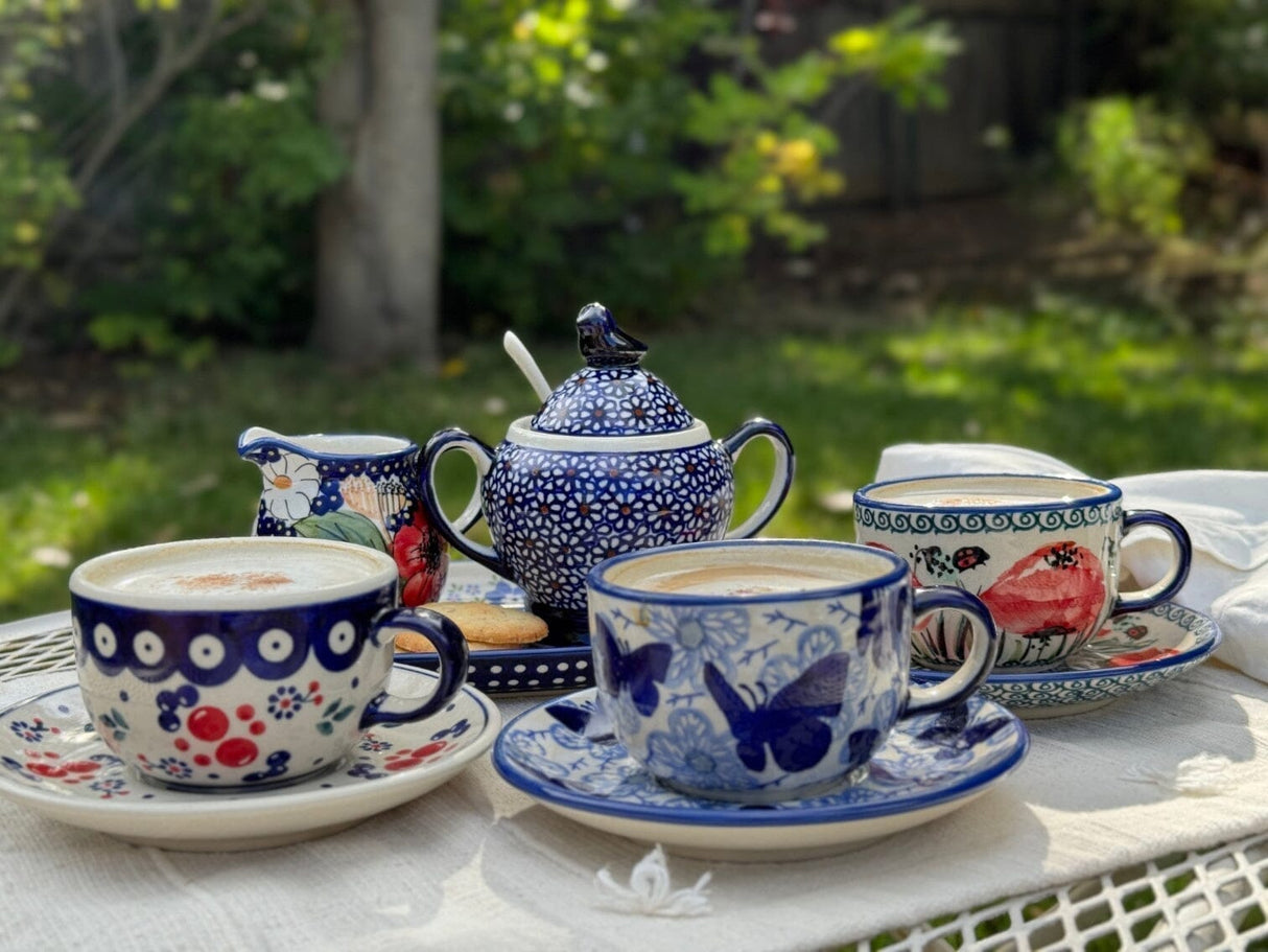 Cup & Saucer, 7 oz in "Poppy Paradise" by Manufaktura | F043S-PD01