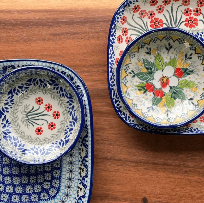 Bowl, Multiangular, 5" in "Peacock in Line" by Manufaktura | M058T-54A