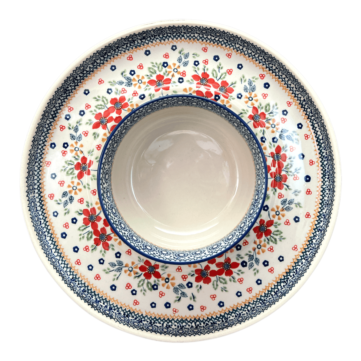 Platter, Round, Chip & Dip, 12.75" in "Ruby Bouquet" by Manufaktura | N007S-DPCS