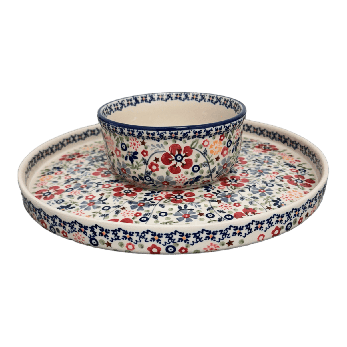 Platter, Round, Chip & Dip, 12.75" in "Full Bloom" by Manufaktura | N007S-EO34