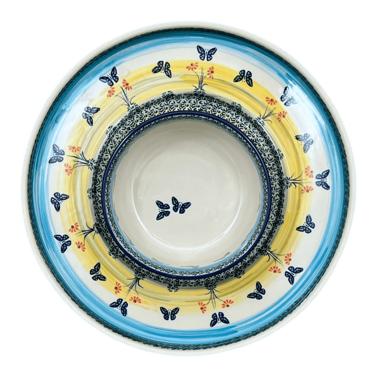 Platter, Round, Chip & Dip, 12.75" in "Butterflies in Flight" by Manufaktura | N007S-WKM