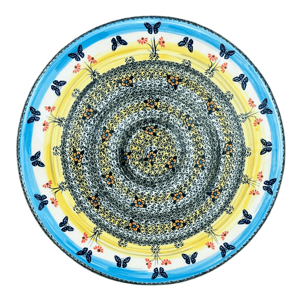Platter, Round, Chip & Dip, 12.75" in "Butterflies in Flight" by Manufaktura | N007S-WKM
