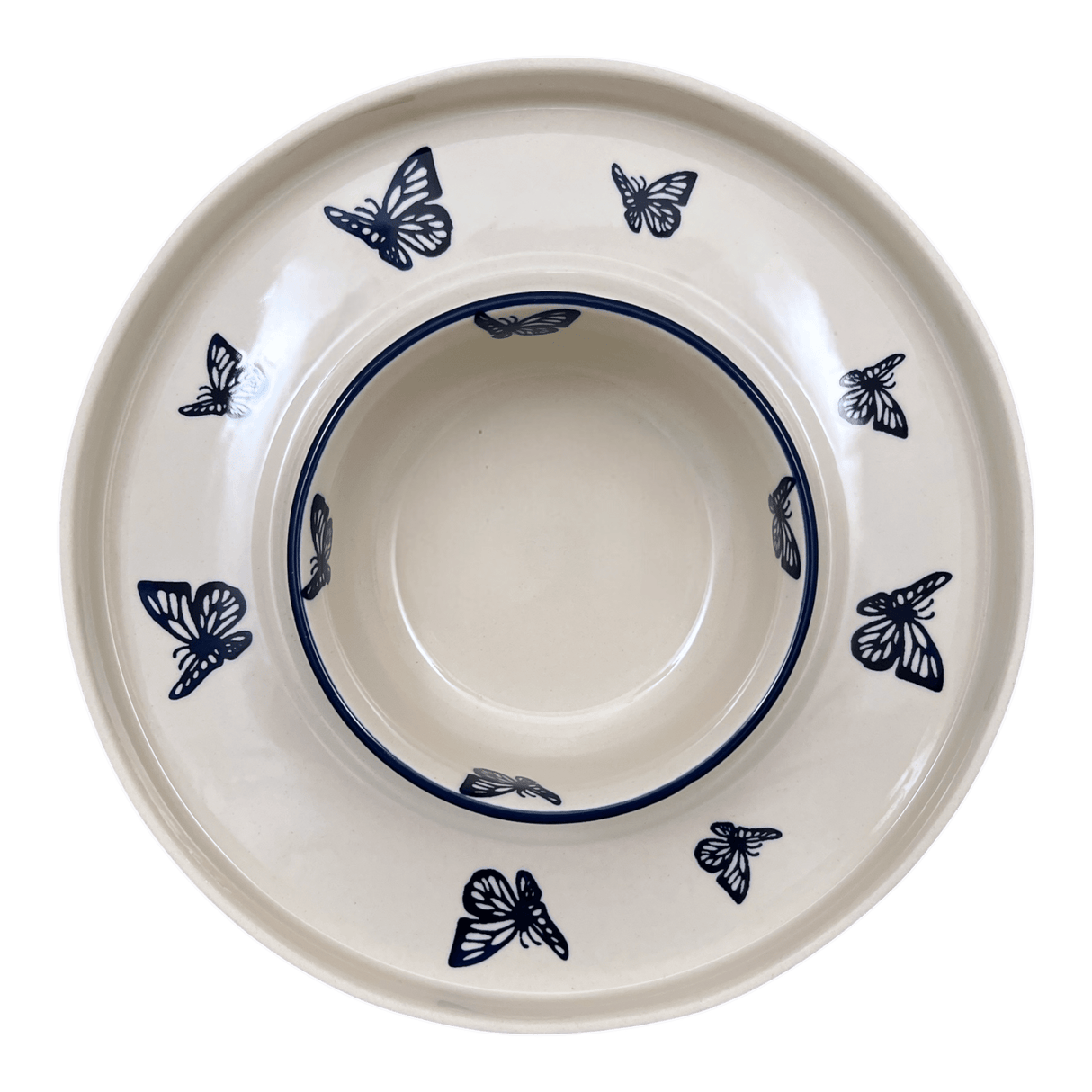Platter, Round, Chip & Dip, 12.75" in "Butterfly Garden" by Manufaktura | N007T-MOT1
