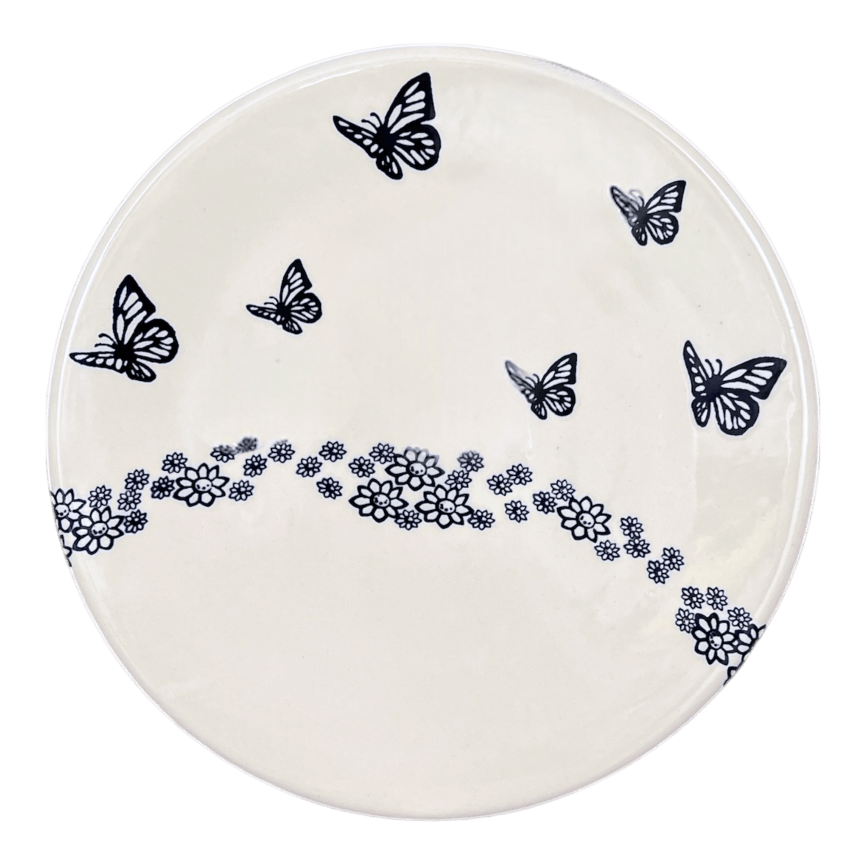 Platter, Round, Chip & Dip, 12.75" in "Butterfly Garden" by Manufaktura | N007T-MOT1