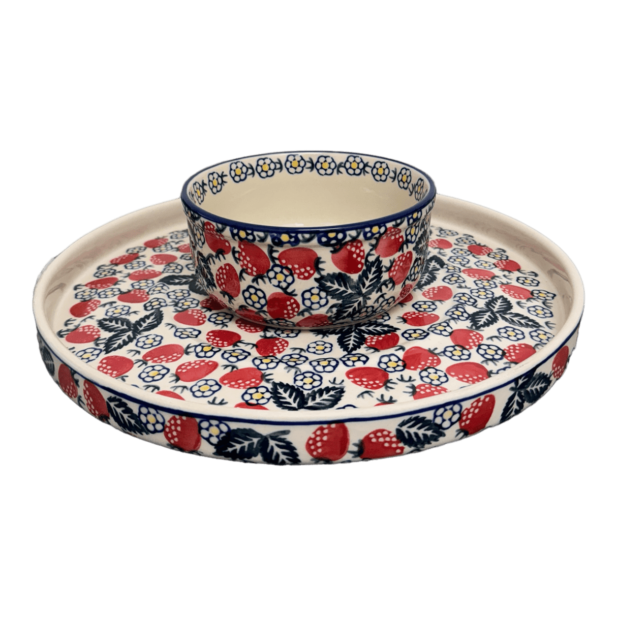 Platter, Round, Chip & Dip, 12.75" in "Strawberry Fields" by Manufaktura | N007U-AS59
