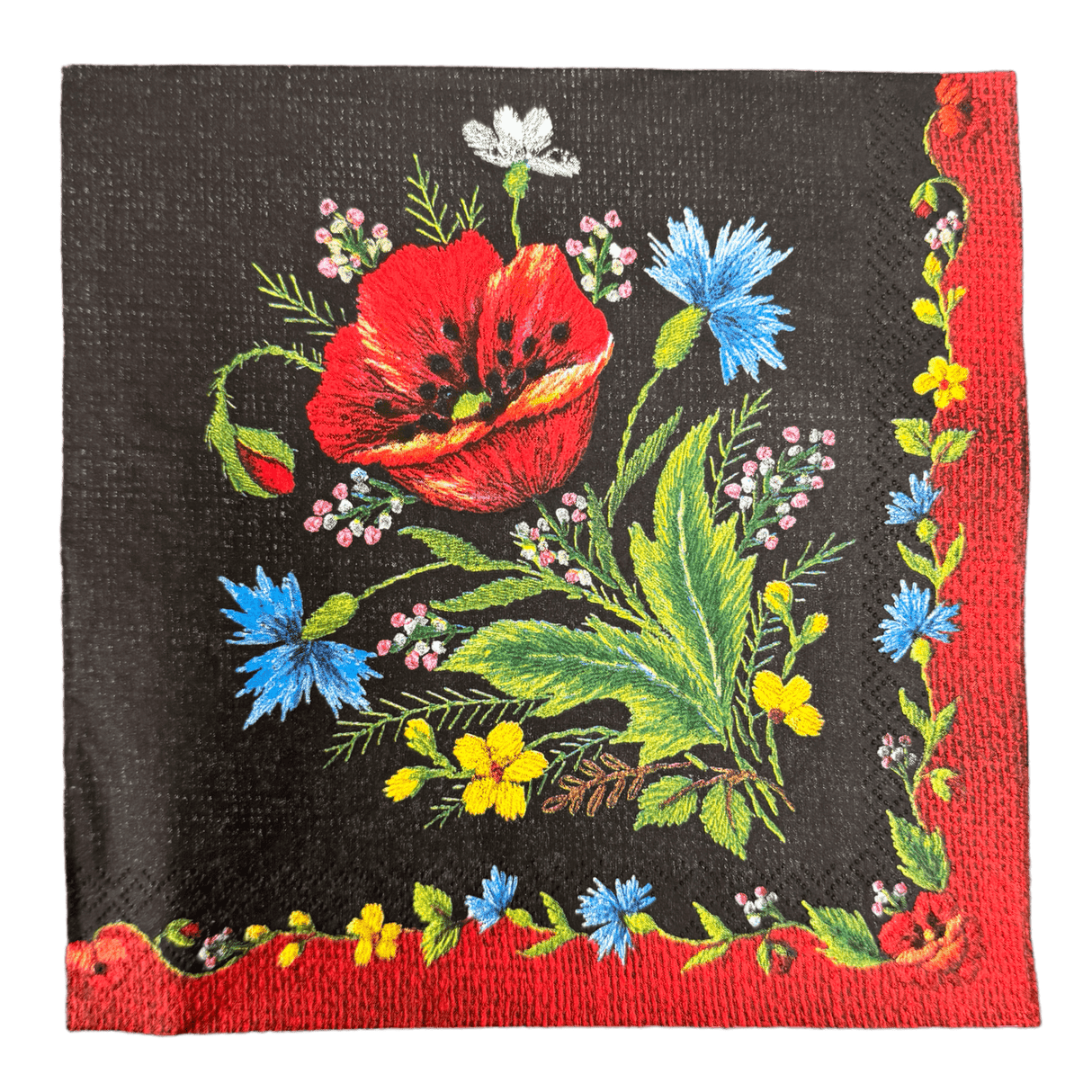 Paper Dinner Napkins in "Poppy on Black" by MAKI | NAPKIN-POB