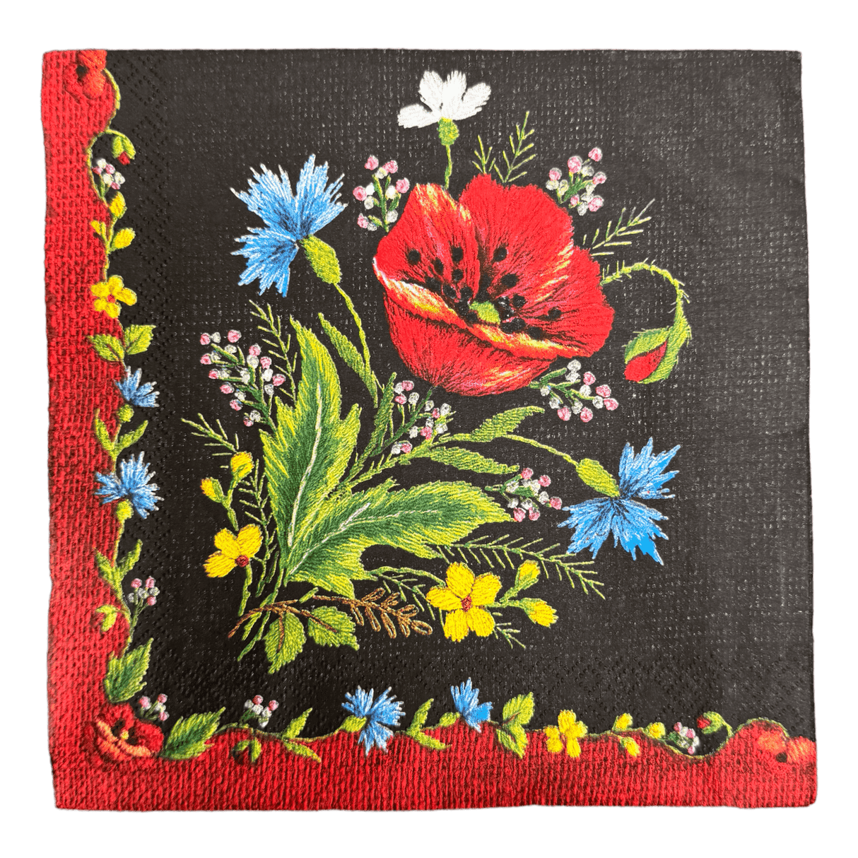 Paper Dinner Napkins in "Poppy on Black" by MAKI | NAPKIN-POB