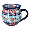 Polish Pottery 16 oz. Large Belly Mug (Pom-Pom Flower) | NDA10-30 at PolishPotteryOutlet.com