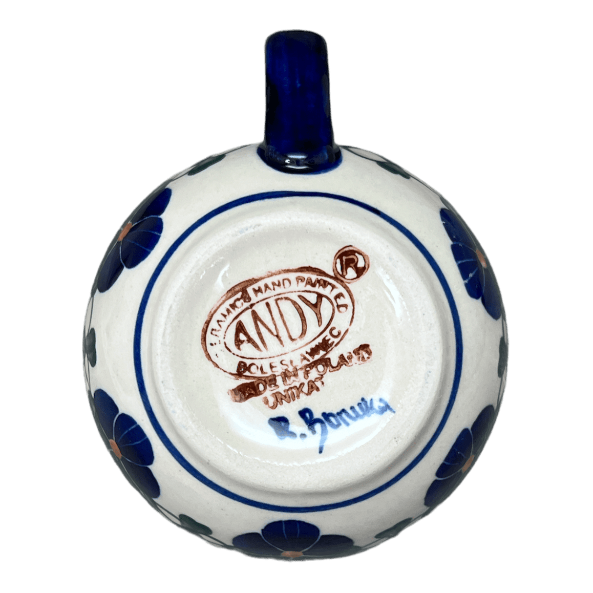 Mug, Belly Mug, 16 oz Large in "Blue Tethered Blossoms" by Andy | NDA10-4