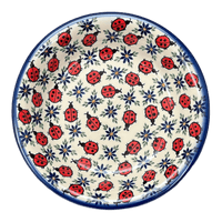 A picture of a Polish Pottery 9" Pasta Bowl (Lovely Ladybugs) | NDA112-18 as shown at PolishPotteryOutlet.com/products/9-pasta-bowl-lovely-ladybugs-nda112-18