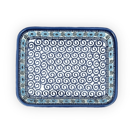 Baker, Rectangular, 8" x 10" in "Blue Daisy Spiral" by Andy | NDA125-38