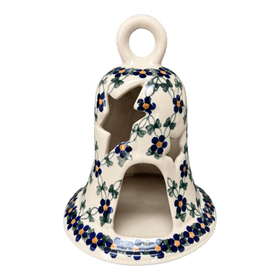Polish Pottery Large Bell Luminary (Blue Lattice) | NDA138-6 Additional Image at PolishPotteryOutlet.com