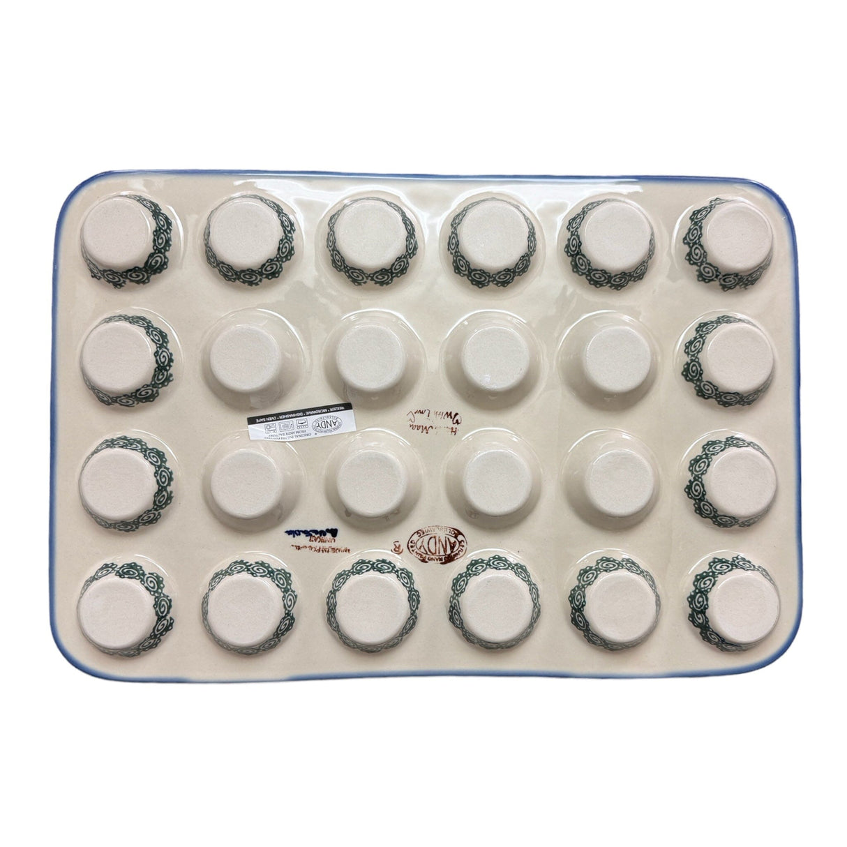 Muffin Pan, 24 Cup Mini, 17" x 11.25" in "Teal Pompons" by Andy | NDA168-62
