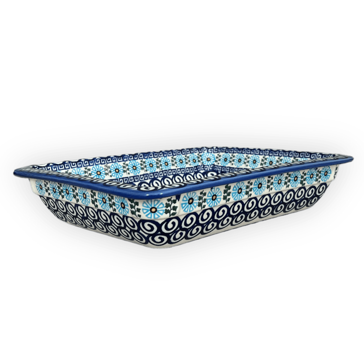 Rectangular Baking Dish, 10.25" x 12.5" in "Blue Daisy Spiral" by Andy | NDA264-38