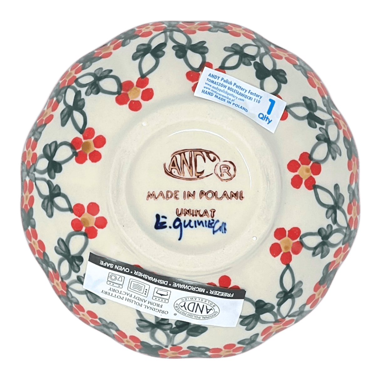 Bowl, Round, Blossom, 5" in "Red Lattice" by Andy | NDA268-20