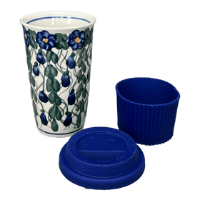 Polish Pottery 14 oz. Travel Mug (Blue Cascade) | NDA281-A31 Additional Image at PolishPotteryOutlet.com