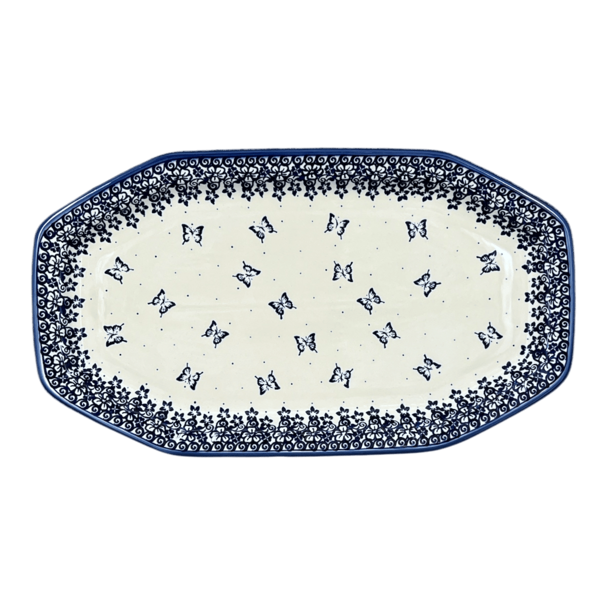 Tray, Platter, Angular, 10.5" x 18.5" in "Butterfly Blues" by Andy | NDA333-17