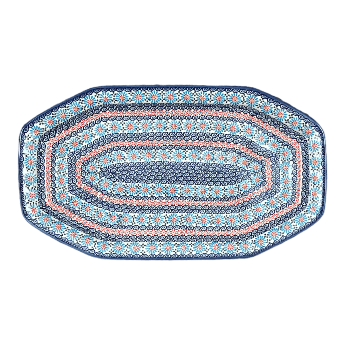 Tray, Platter, Angular, 10.5" x 18.5" in "Daisy Waves" by Andy | NDA333-3