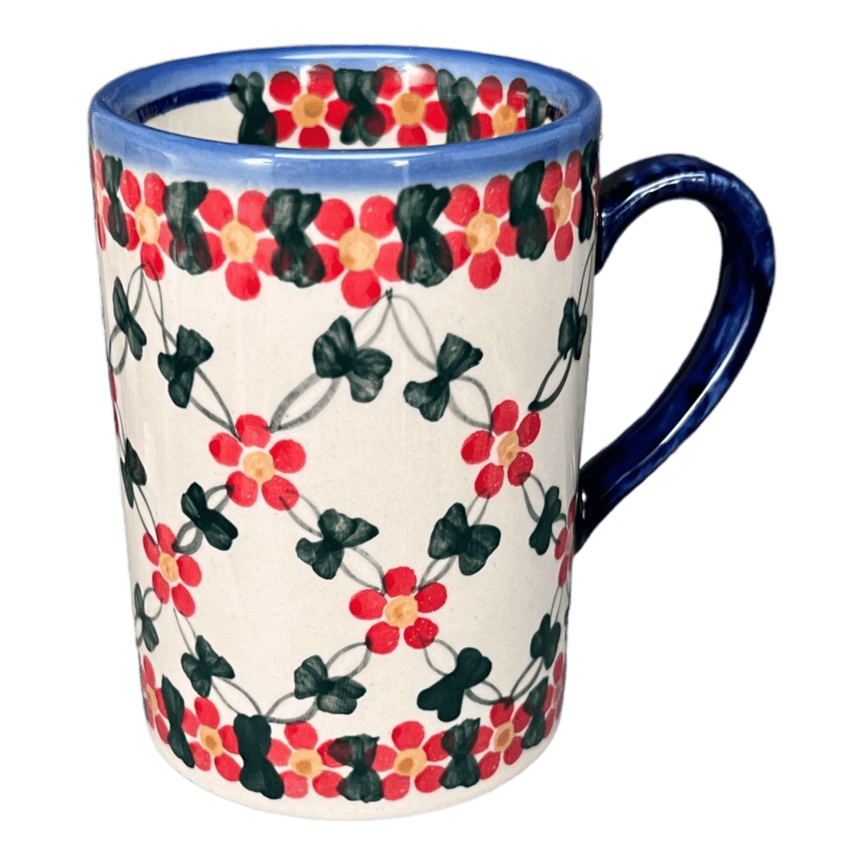 Mug, Straight Mug, 8 oz in "Red Lattice" by Andy | NDA350-20