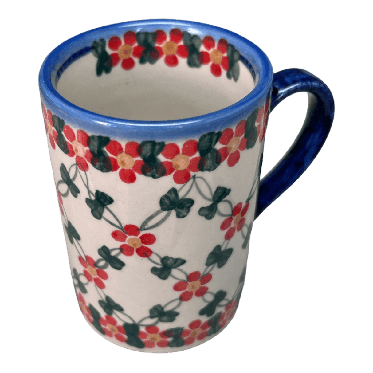 Mug, Straight Mug, 8 oz in "Red Lattice" by Andy | NDA350-20