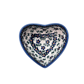 Polish Pottery 5.25" x 5.5" Heart Bowl (Blue Lattice) | NDA366-6 Additional Image at PolishPotteryOutlet.com