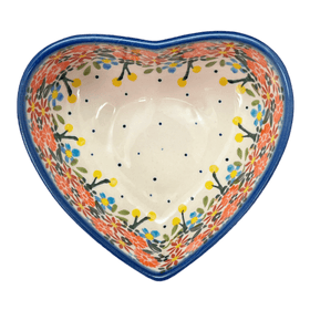 Polish Pottery 5" x 5.25" Heart-Shaped Bowl (Bright Bouquet) | NDA366-A55 Additional Image at PolishPotteryOutlet.com