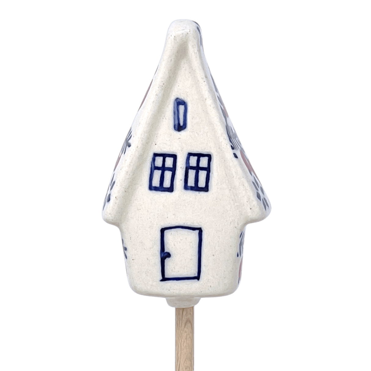 Ornament, Plant Stake, House, 2" in "Red Bird" by Manufaktura | O066T-GILE