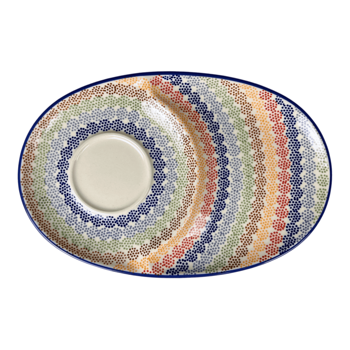 Plate, Oval, Soup & Sandwich, 11.75" x 7.25" in "Speckled Rainbow" by Manufaktura | P006M-AS37