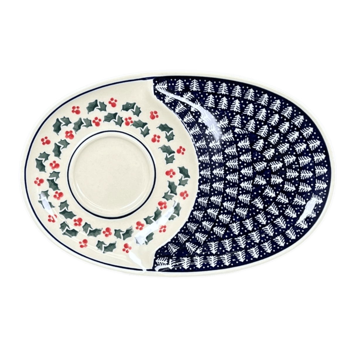 Plate, Oval, Soup & Sandwich, 11.75" x 7.25" in "Holiday Cheer" by Manufaktura | P006T-NOS2