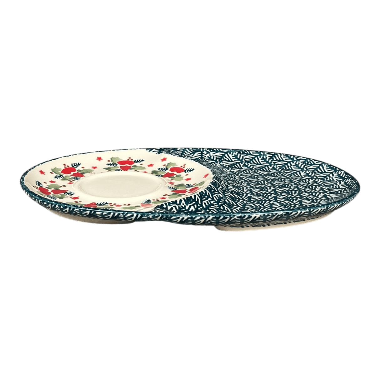Plate, Oval, Soup & Sandwich, 11.75" x 7.25" in "Evergreen Bells" by Manufaktura | P006U-PZDG