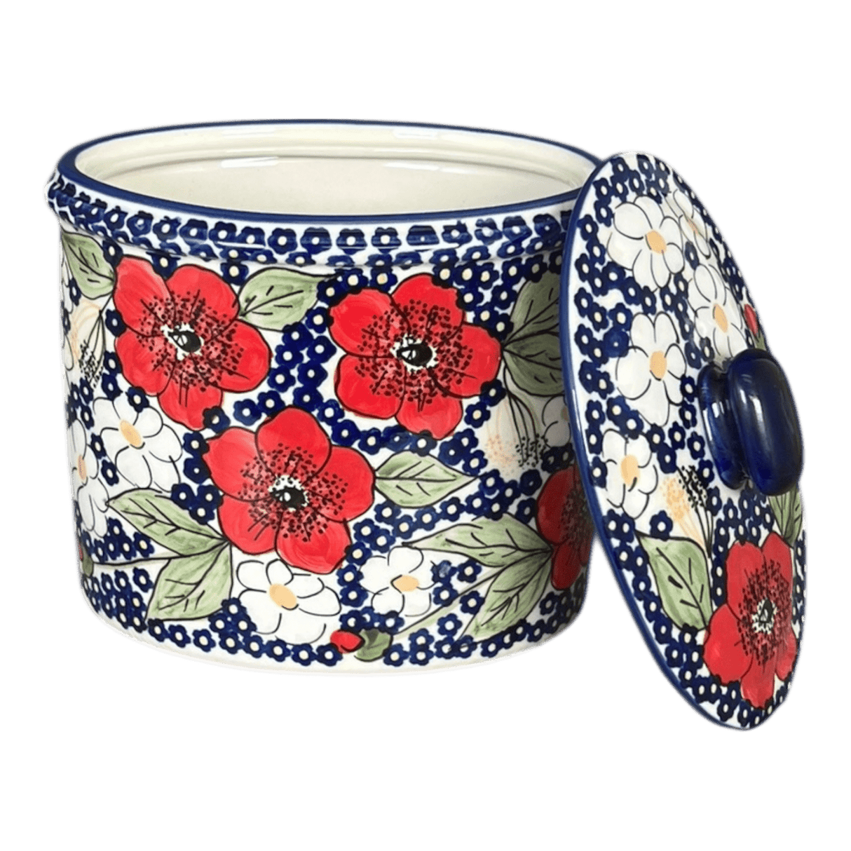 Container, Oval, Lid, 6" x 4" in "Poppies & Posies" by Manufaktura | P059S-IM02