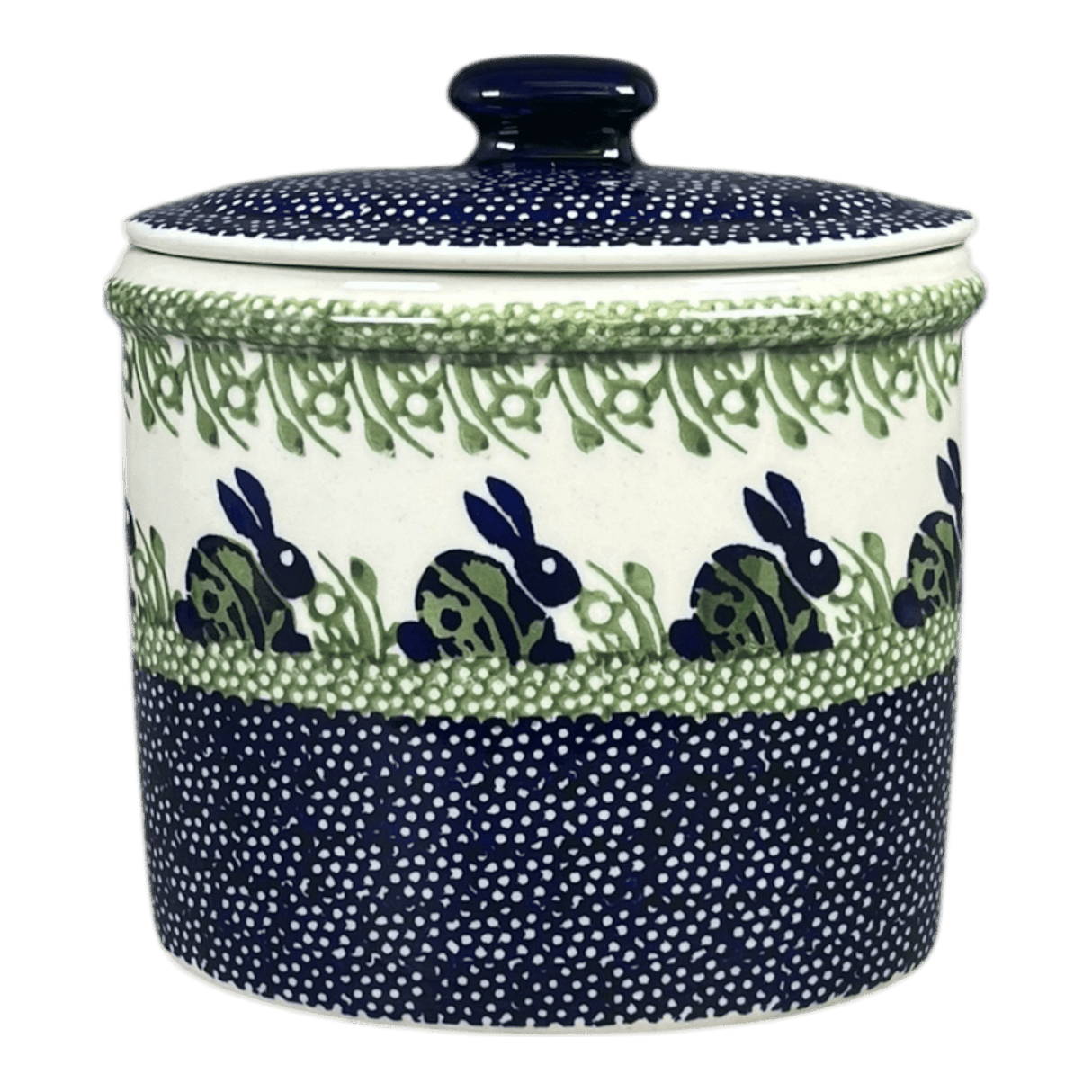 Container, Oval, Lid, 6" x 4" in "Bunny Love" by Manufaktura | P059T-P324