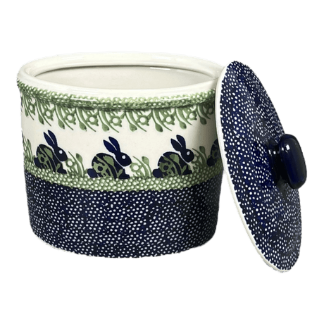 Container, Oval, Lid, 6" x 4" in "Bunny Love" by Manufaktura | P059T-P324