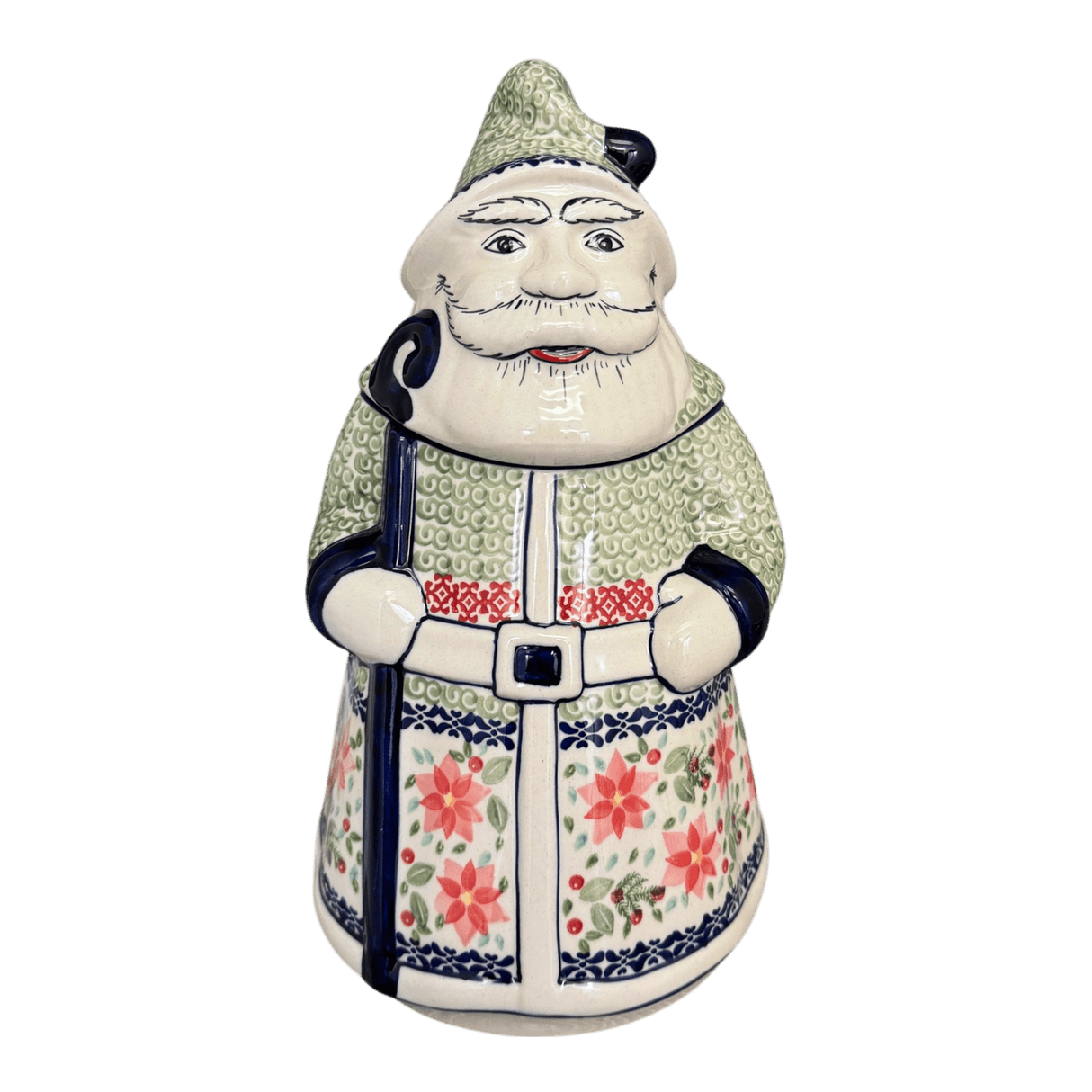 Cookie Jar, Santa, 12" in "Pink Poinsettia" by Manufaktura | P060S-PS14