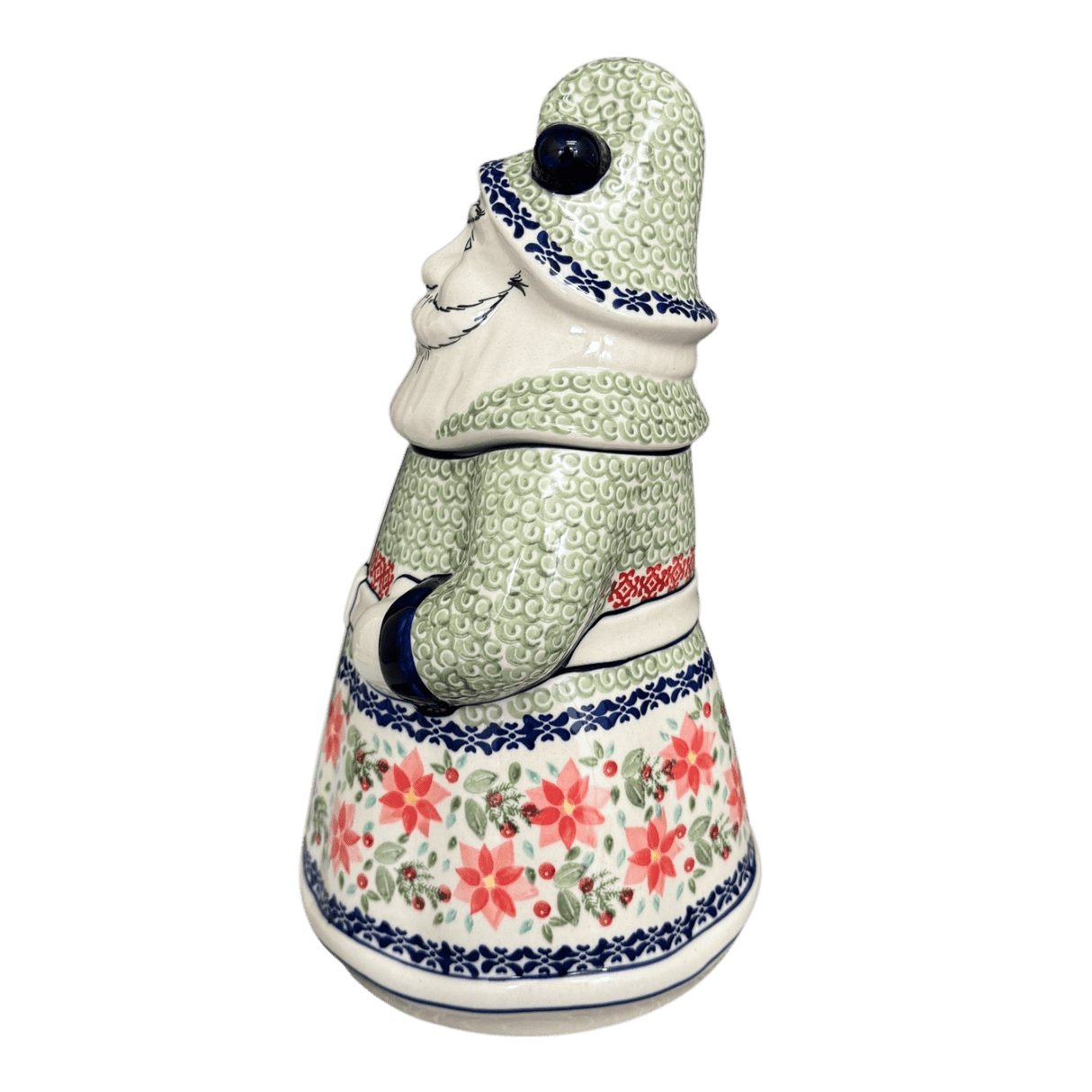 Cookie Jar, Santa, 12" in "Pink Poinsettia" by Manufaktura | P060S-PS14