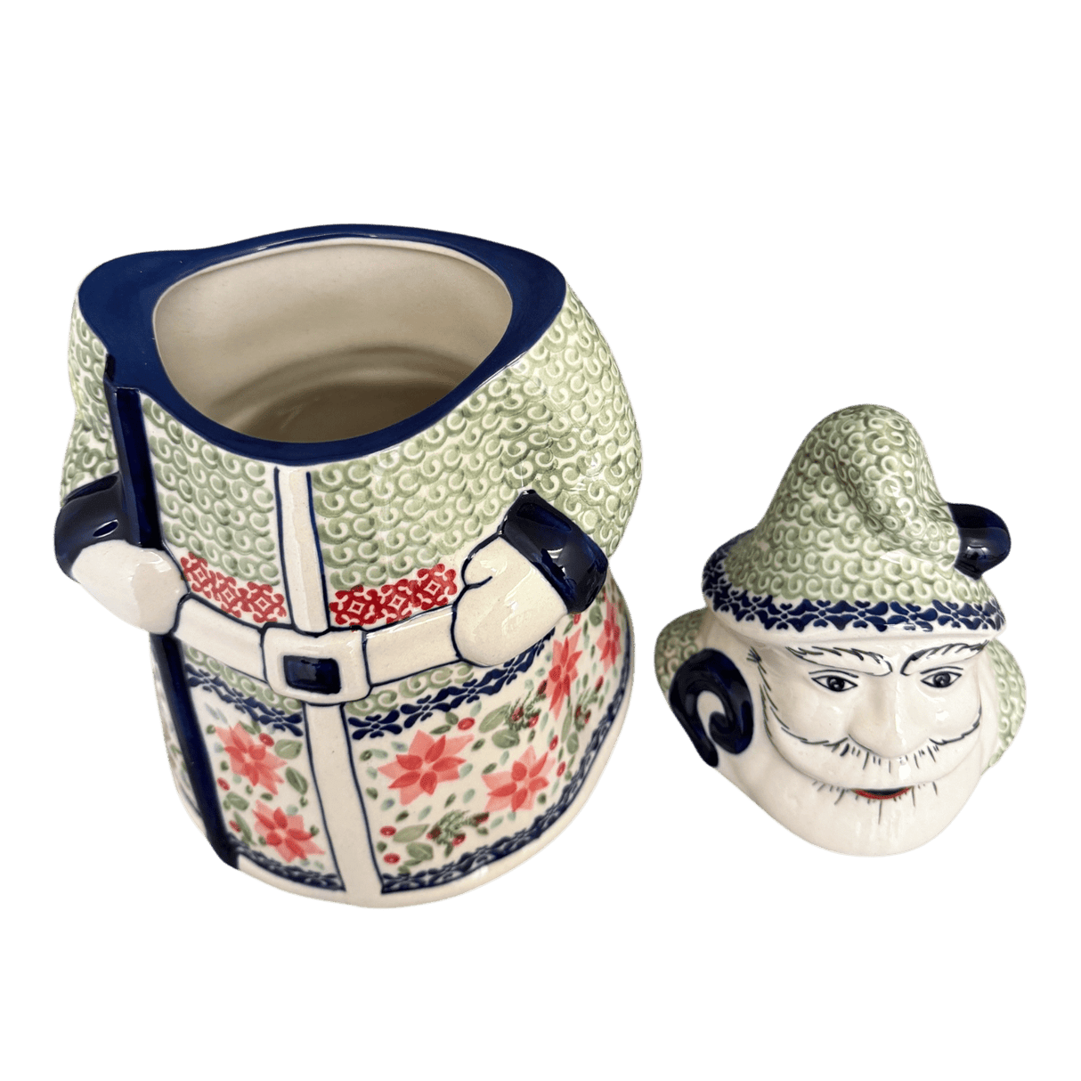 Cookie Jar, Santa, 12" in "Pink Poinsettia" by Manufaktura | P060S-PS14