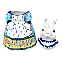 A picture of a Polish Pottery Rabbit Cookie Jar (Providence) | P080S-WKON as shown at PolishPotteryOutlet.com/products/11-rabbit-cookie-jar-providence-p080s-wkon