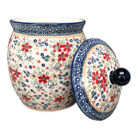 A picture of a Polish Pottery 4 Liter Canister (Ruby Bouquet) | P081S-DPCS as shown at PolishPotteryOutlet.com/products/4-liter-canister-ruby-bouquet-p081s-dpcs